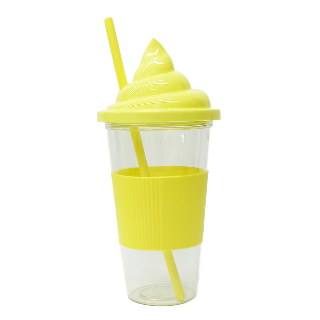 vaso transparente t/ helado amarillo