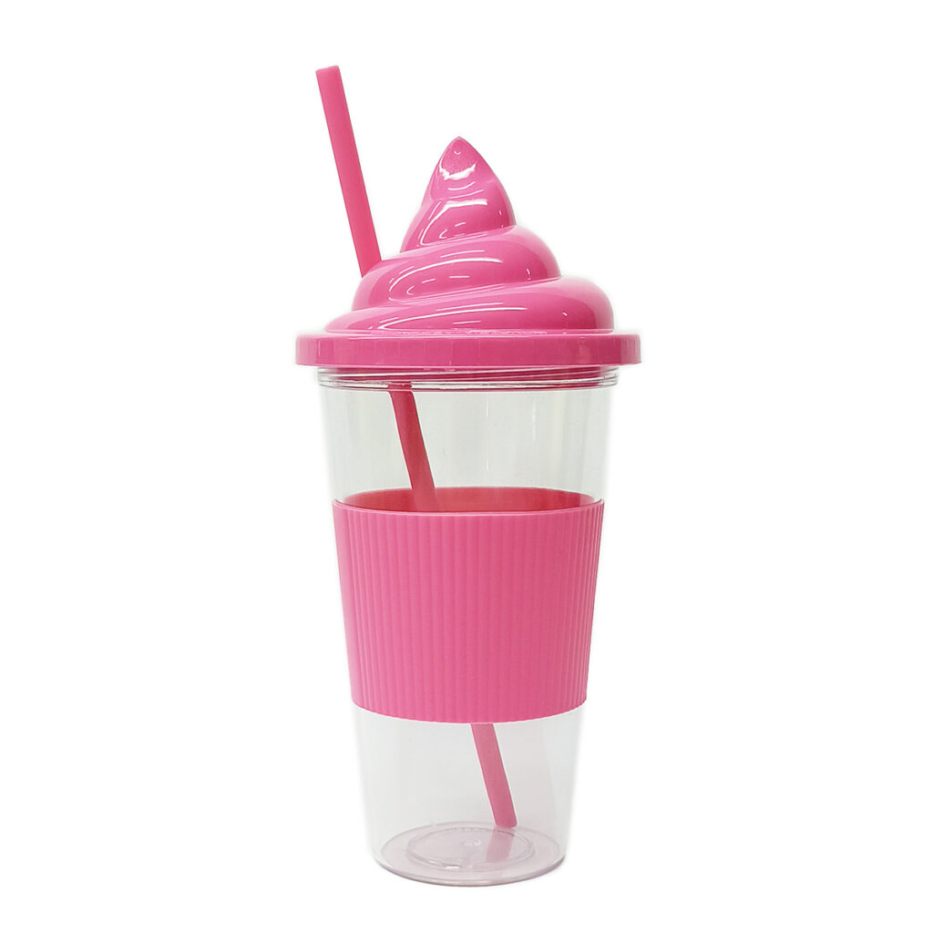 vaso transparente t/ helado rosa