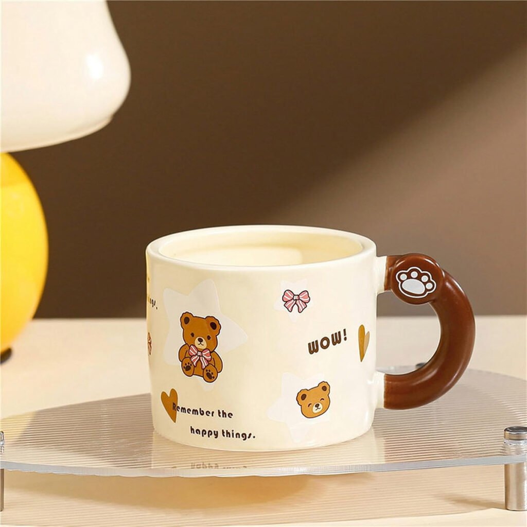 Taza De Ceramica Con Tapa De Silicona Oso