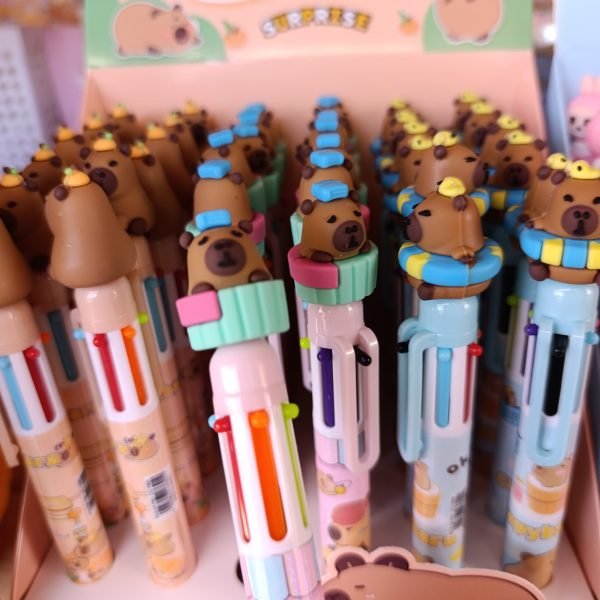 Lapicera x6 colores multicolor capybara
