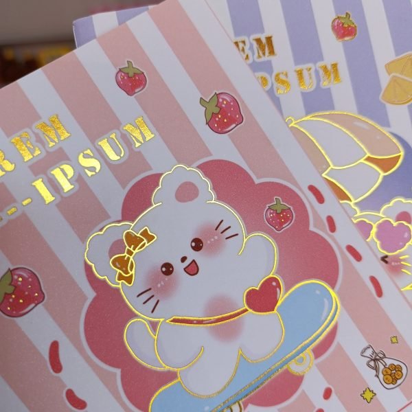 Cuaderno Semirrígido Kawaii 38 Hojas Con Detalles Dorados – 14 X 20 Cm