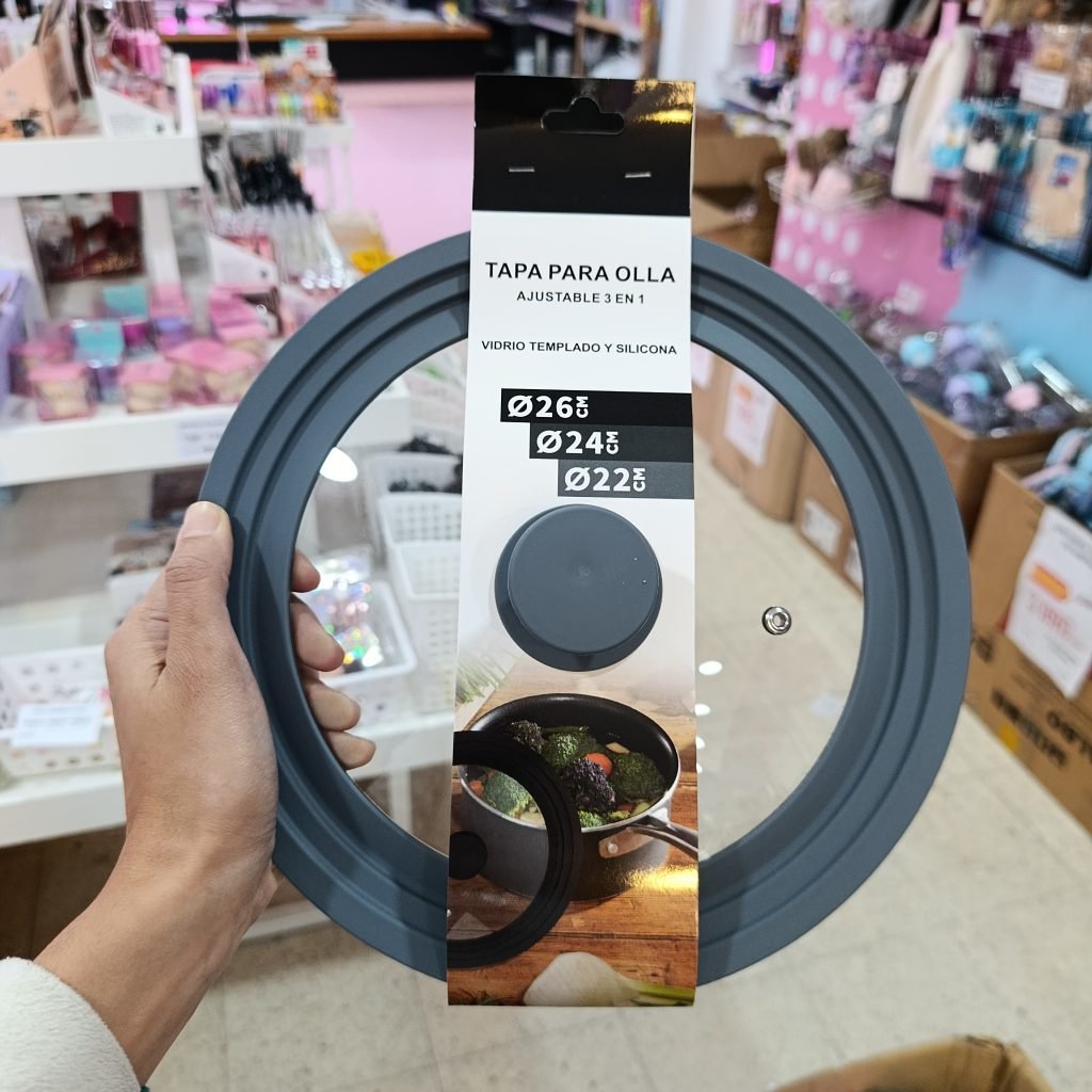 Tapa Olla Ajustable Silicona y Vidrio Grande