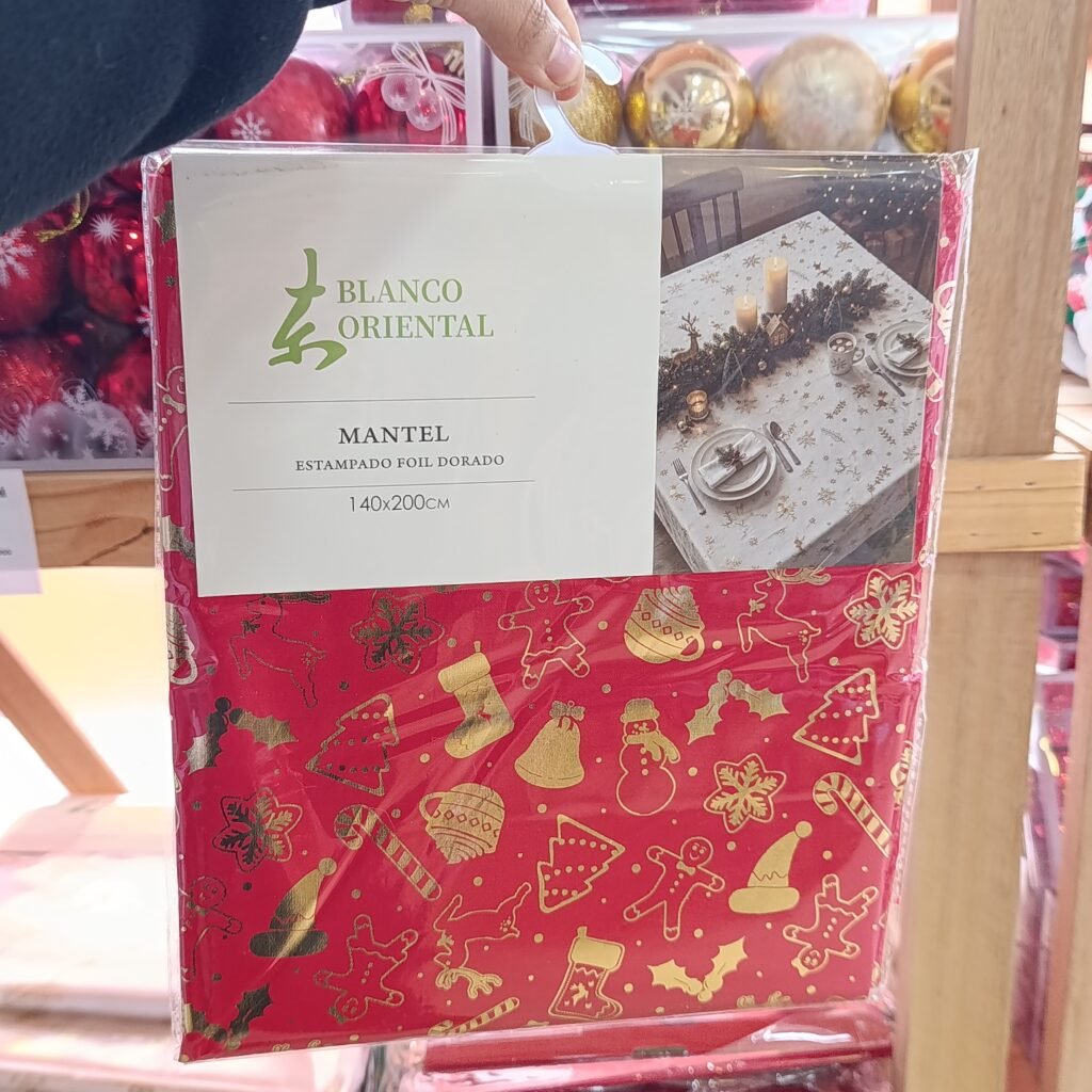 Mantel Navideño Raso Dorado