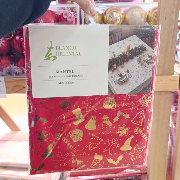 Mantel Navideño Raso Dorado